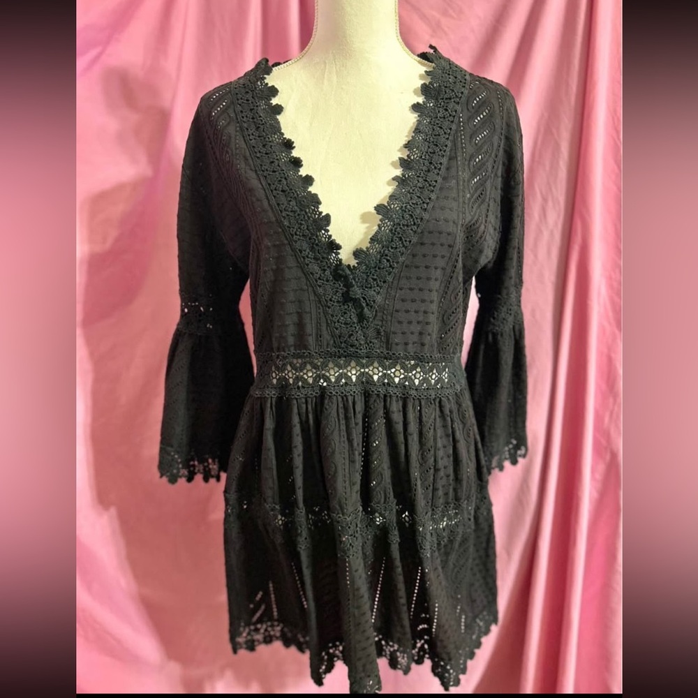 Melissa Odabash Black Lace V-Neck swim cover